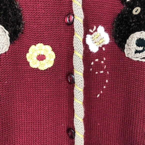Vintage East West  Fashions Button-Up Bear and Bees Embroidered Knit Cardigan SP - Picture 9 of 14